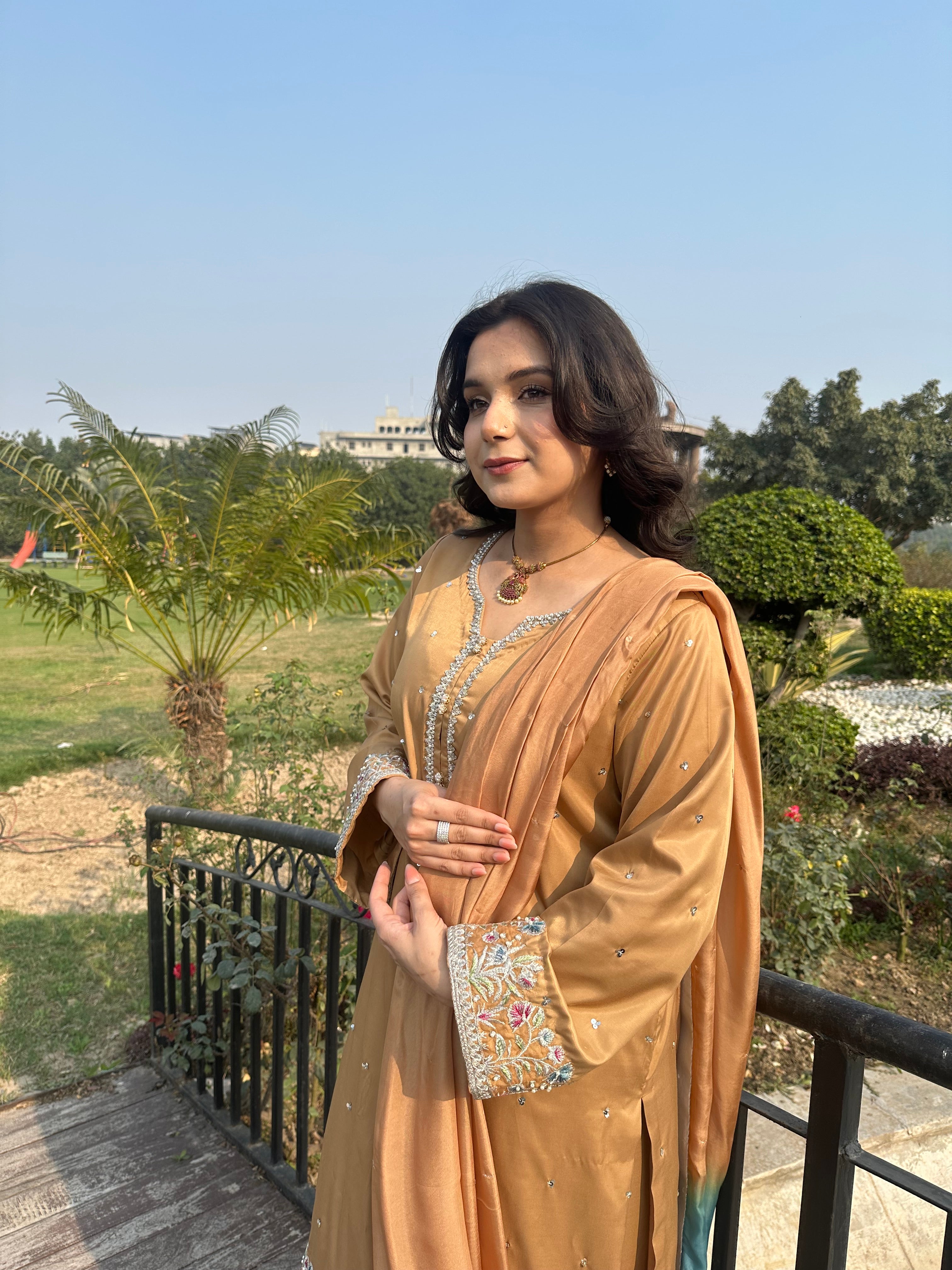 Gold and Blue Farshi Shalwar