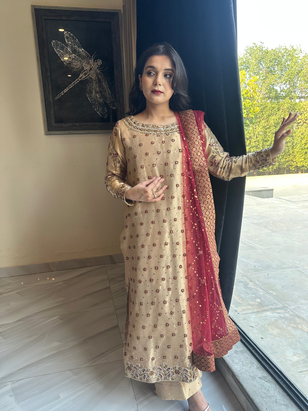 Golden Lama Silk Dress