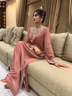 Dreamy Pink Velvet Petal Kaftan