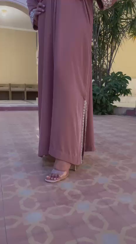 Dreamy Pink Velvet Petal Kaftan