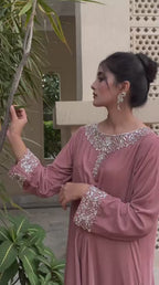Dreamy Pink Velvet Petal Kaftan